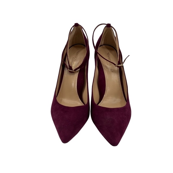 Marion Parke Flared Kitten Heel Pump Marion Parke Magenta Suede Muse Pointed Toe Ankle Strap Pumps Size 38 Women’s